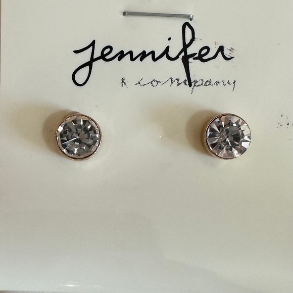 NWT, Jennifer & CO. Women’s Gold & Crystal Earring & Necklace Set, Reversible. - Picture 13 of 14